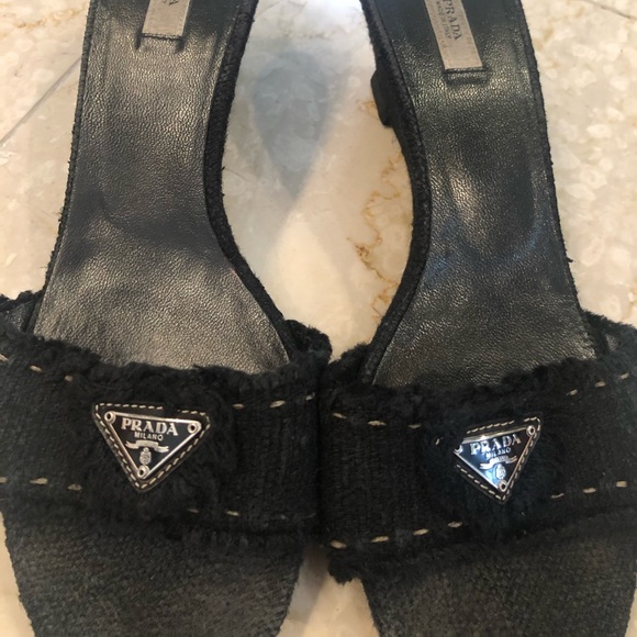 Prada Black Wedge Sandel SZ 8 - Picture 5 of 7